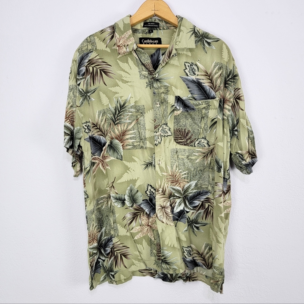 Vintage 90s Carribean Blues Hawaiian Shirt Size Large